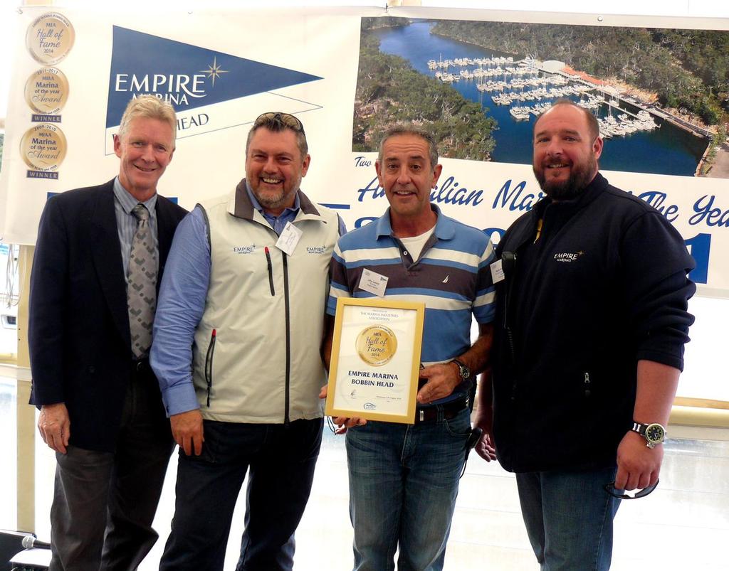 Colin, Darren Mark and John at the presentation of Hall of Fame Award. © Empire Marinas http://www.empiremarinas.com.au
